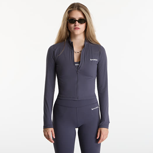 Sporty & Rich Serif Logo Sports Jacket Carbon