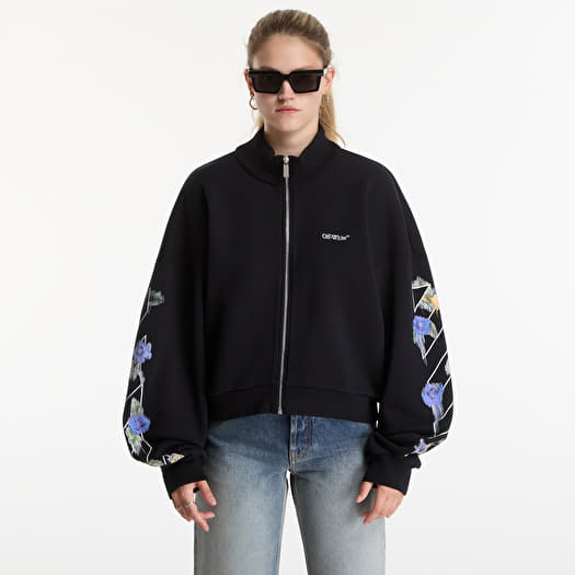 Sweatshirt Off-White Emb Arrow Out Flower Reg Zipup Black Balsam Green
