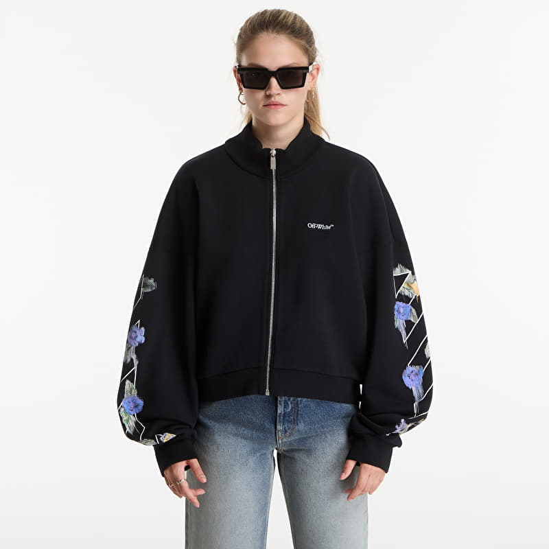 Sweatshirt Off-White Emb Arrow Out Flower Reg Zipup Black Balsam Green