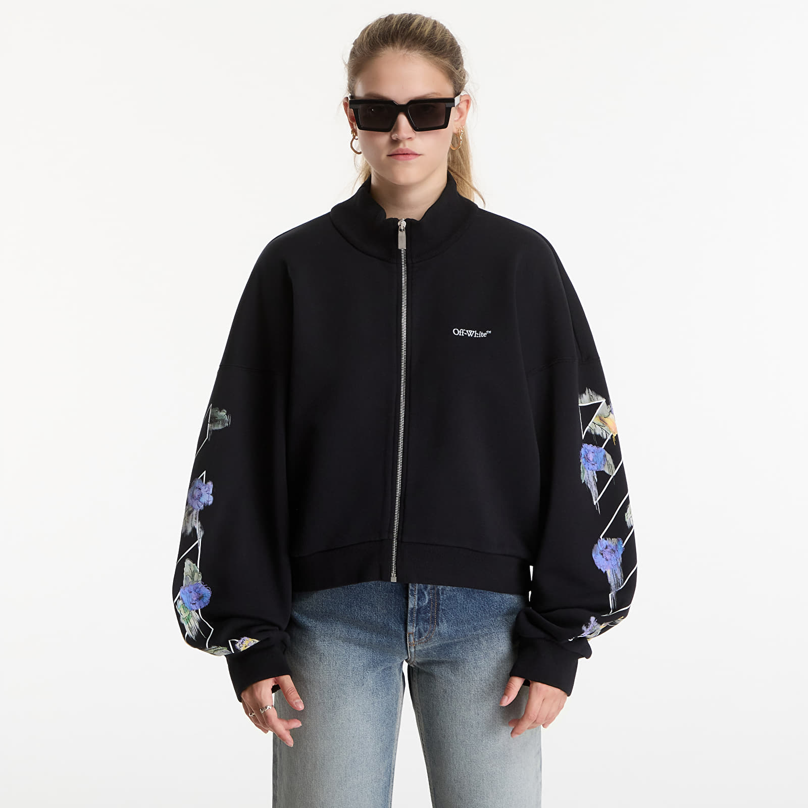 Hoodies and sweatshirts  Off-White Emb Arrow Out Flower Reg Zipup Black Balsam Green