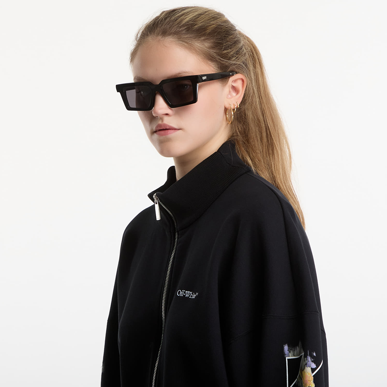 Hoodies and sweatshirts  Off-White Emb Arrow Out Flower Reg Zipup Black Balsam Green