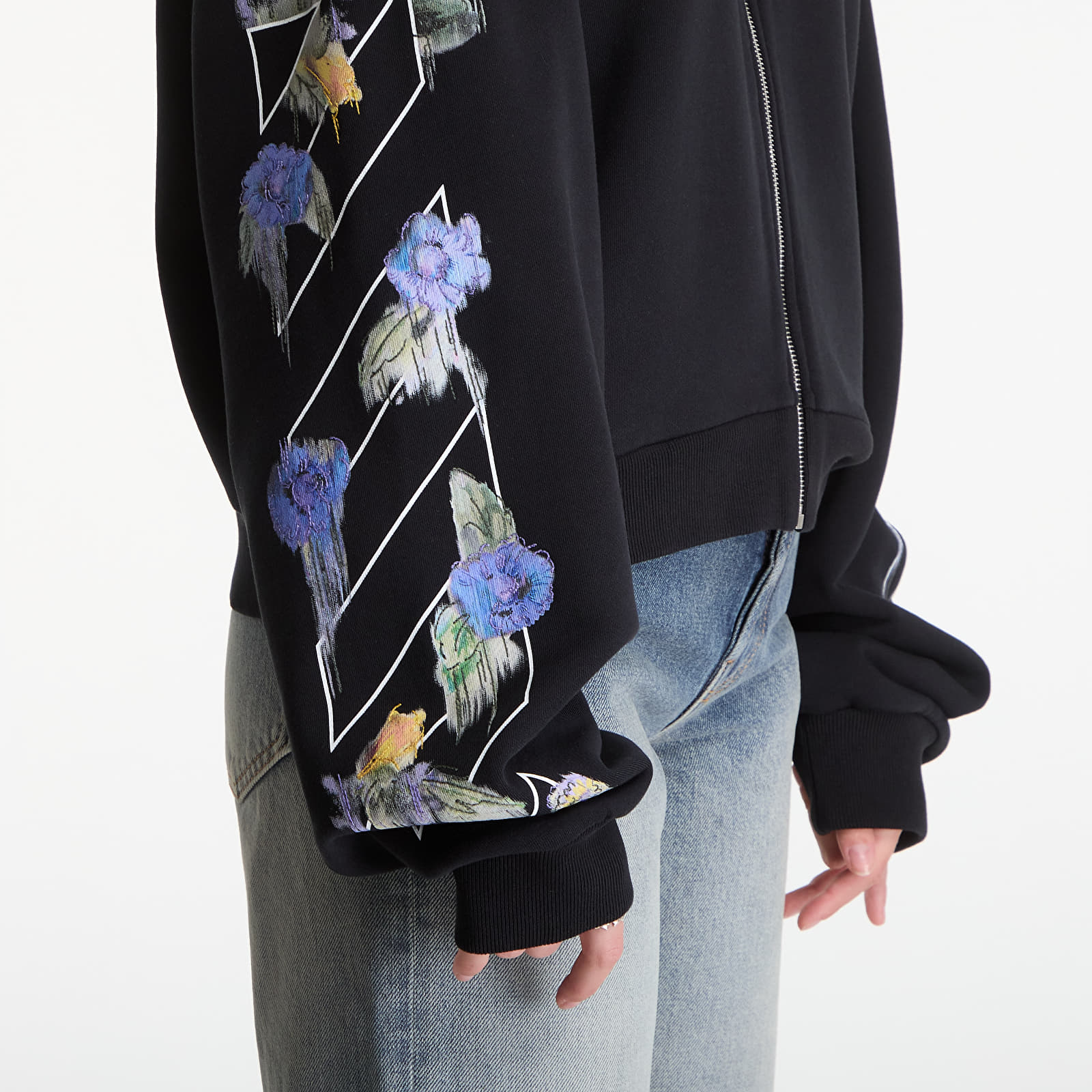 Hoodies and sweatshirts  Off-White Emb Arrow Out Flower Reg Zipup Black Balsam Green