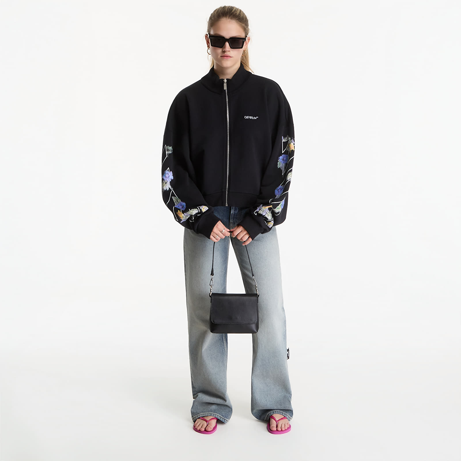 Hoodies and sweatshirts  Off-White Emb Arrow Out Flower Reg Zipup Black Balsam Green