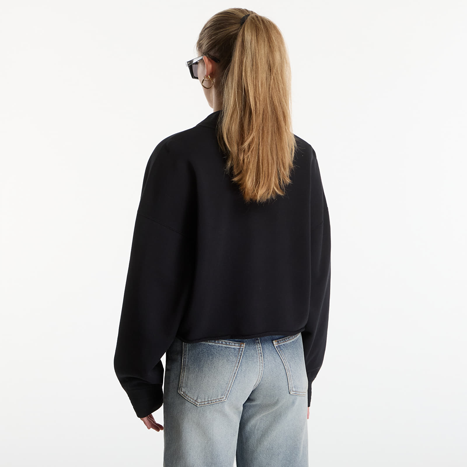 Hoodies and sweatshirts  Off-White Embr Script Crop Polo Crew Black-White