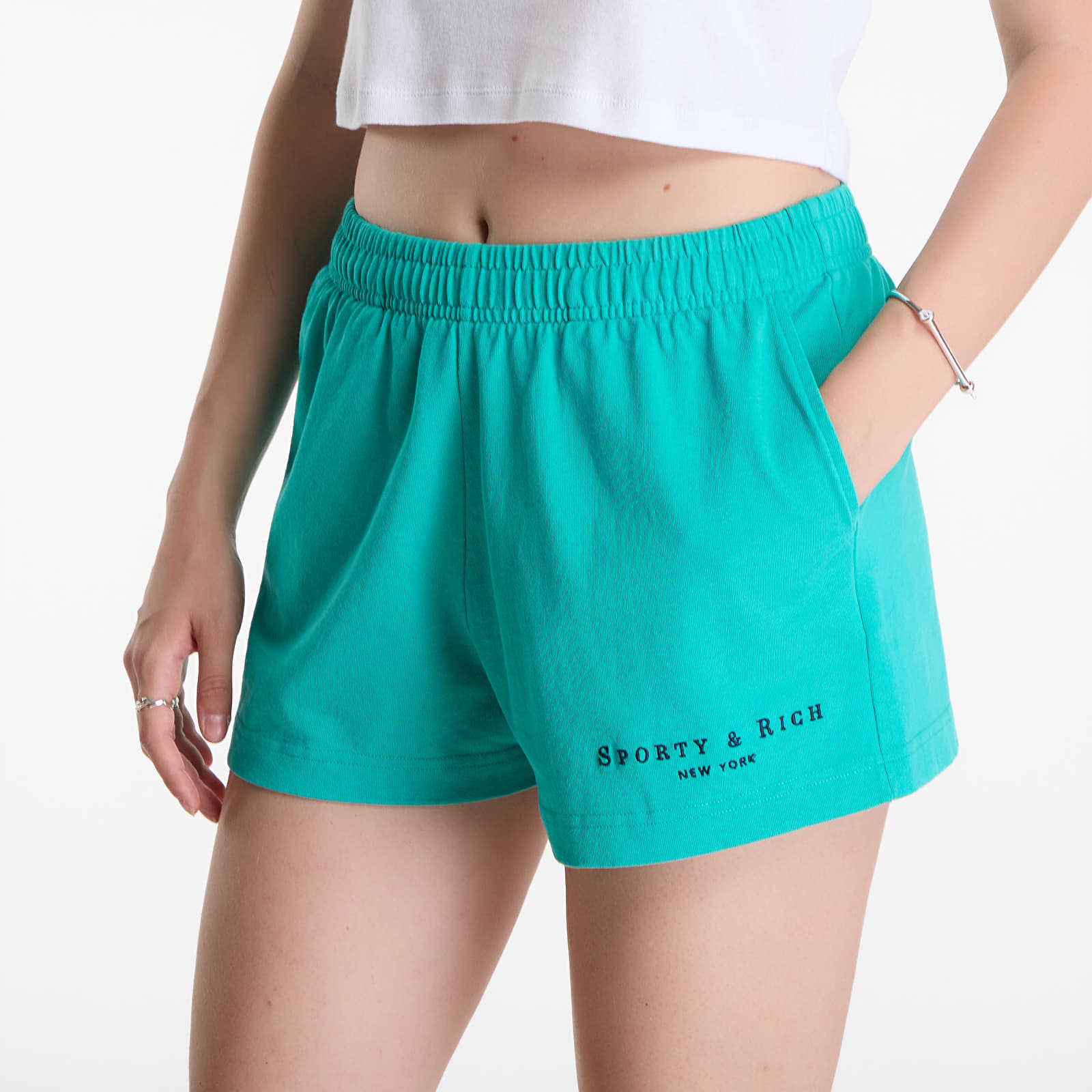 Шорты Sporty & Rich Title Embroidered Disco Short Amalfi Green