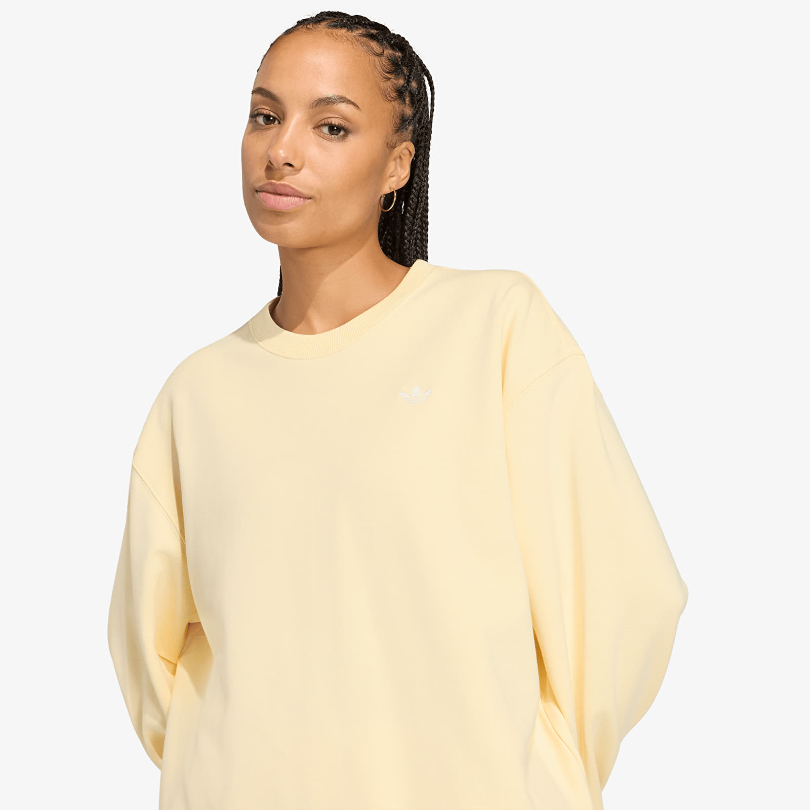 Felpe con cappuccio donna adidas Essentials Crew Long French Terry Sweatshirt Warm Vanilla