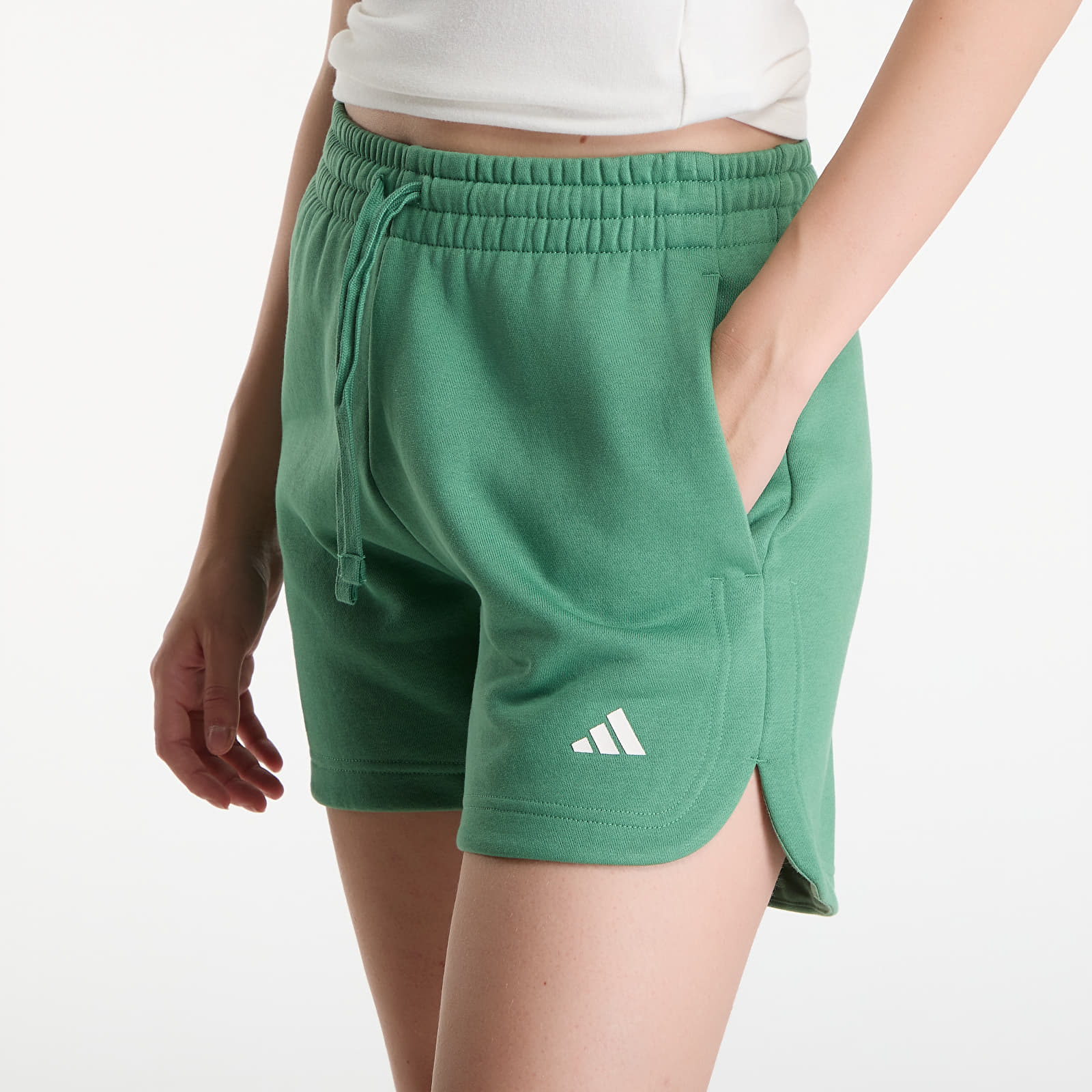 Shorts voor dames adidas 3 Stripes Studio Fleece Loose Shorts Preloved Green