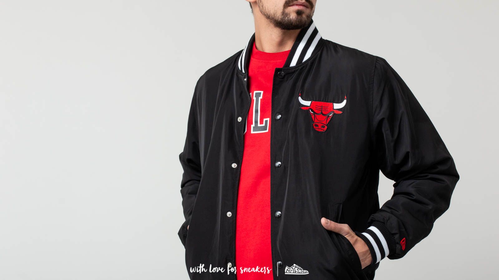 Giacche New Era NBA Team Apparel Bomber Chicago Bulls Black
