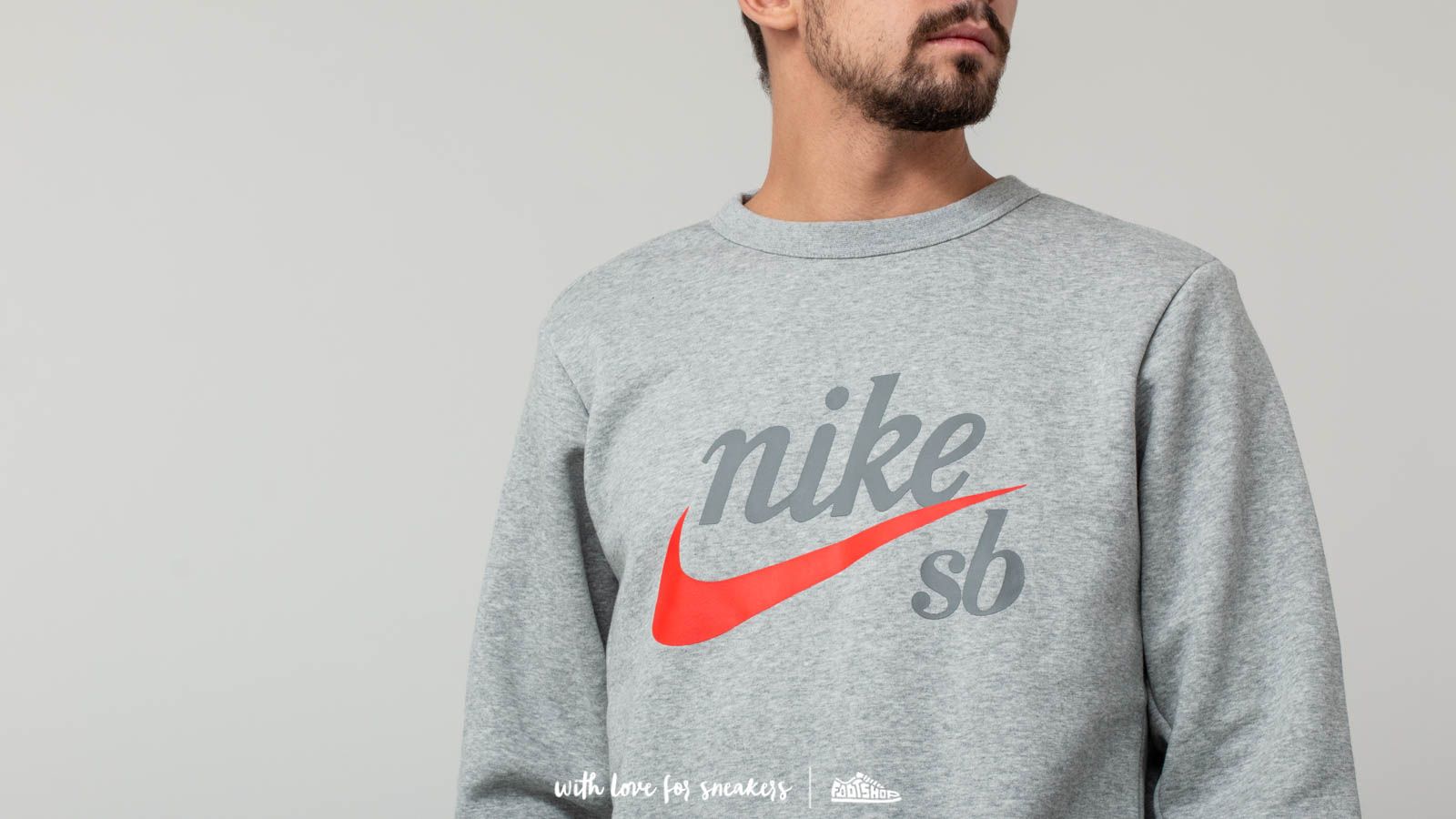 Mikinas ar kapuci un sporta krekli Nike SB Craft Crewneck Sweater Dark Grey Heather/ Habanero Red