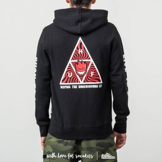 HUF x Spitfire Triangle Pullover Hoodie Black Footshop