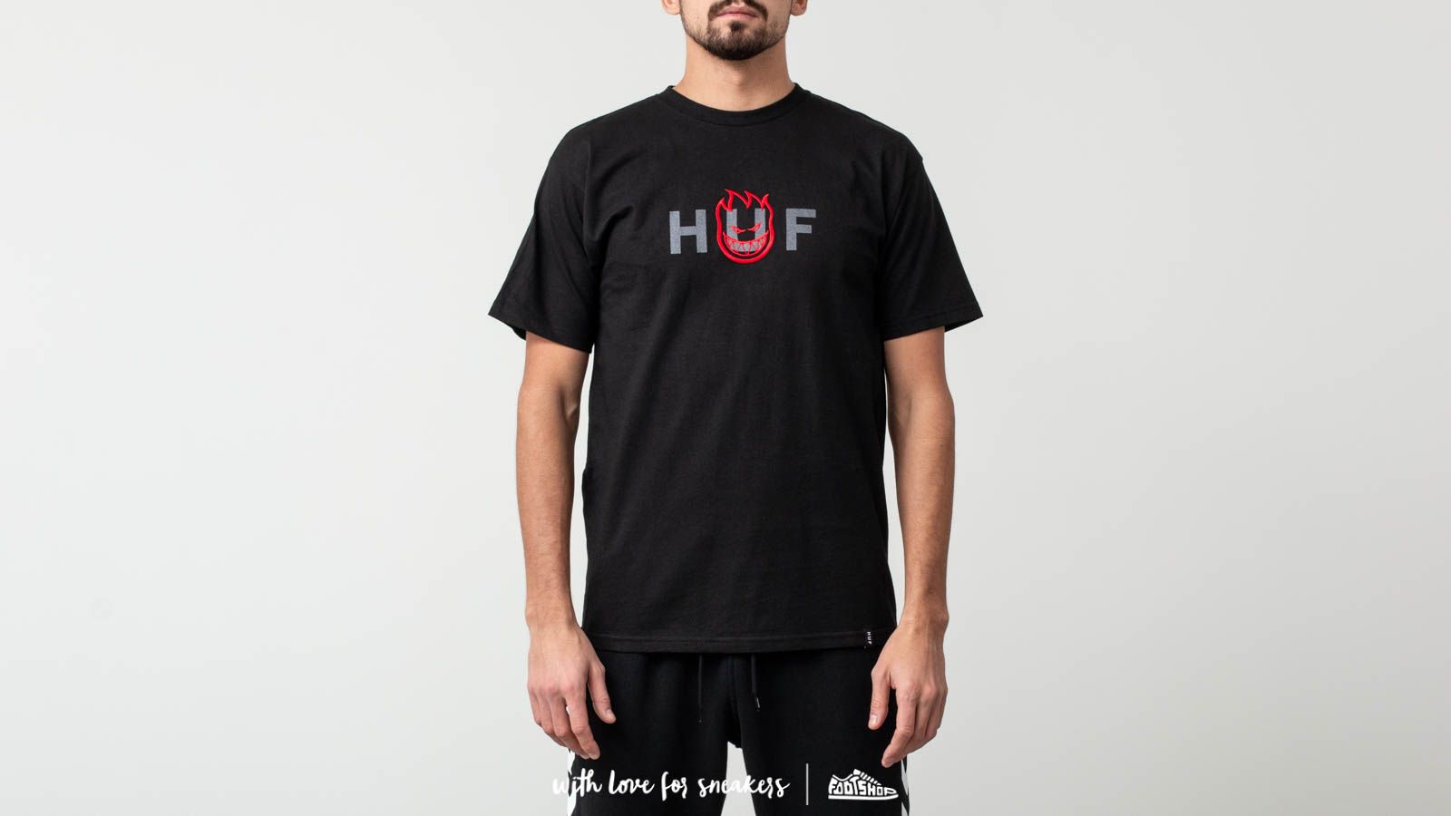 T-shirts HUF x Spitfire Logo Shorsleeves Tee Black