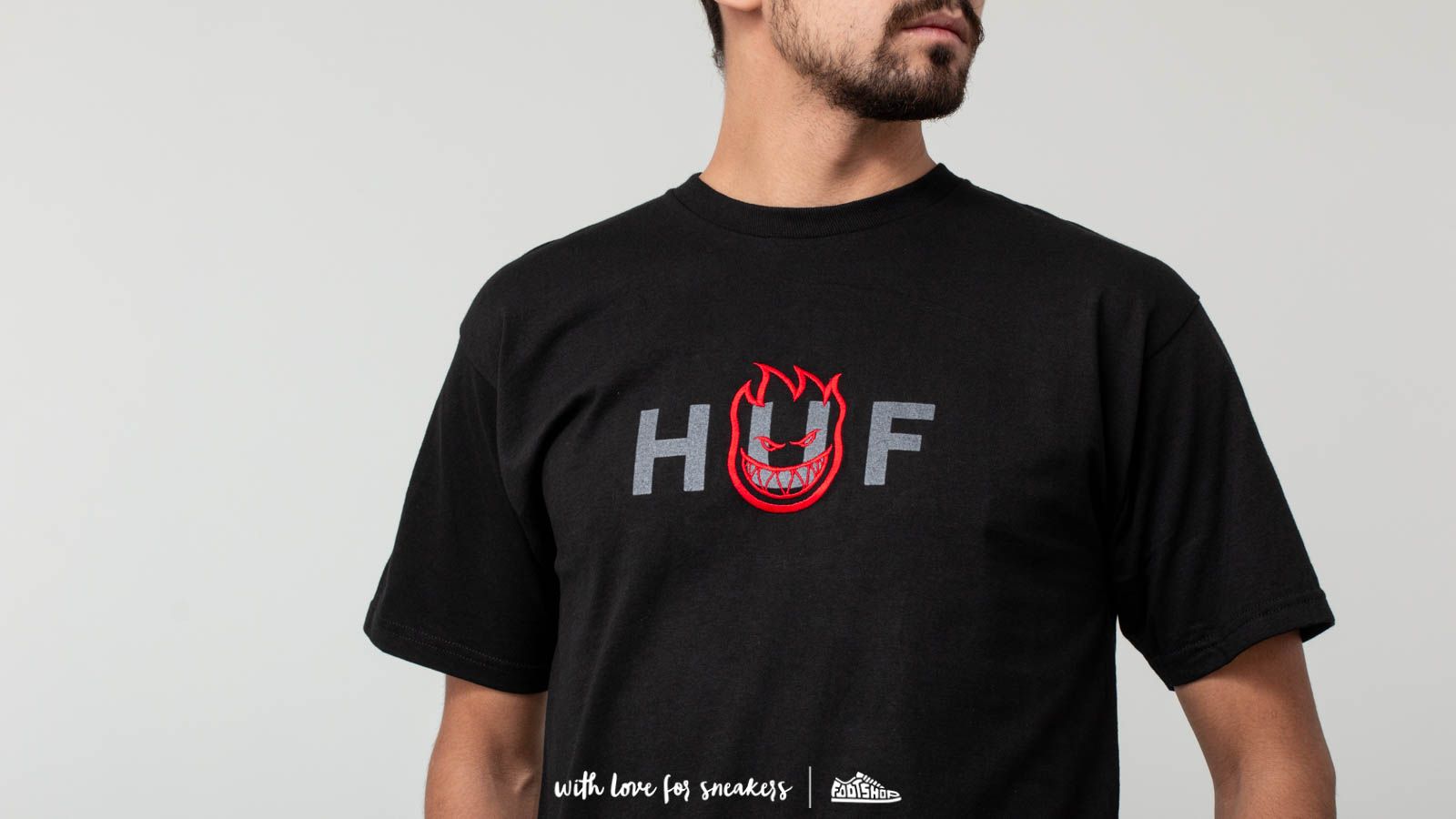 T-shirts HUF x Spitfire Logo Shorsleeves Tee Black