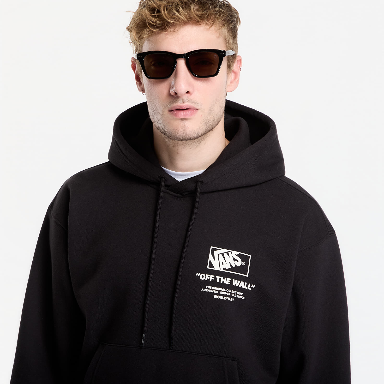 Men's hoodies Vans Stacked Hi Pullover Hoodie Black/ White