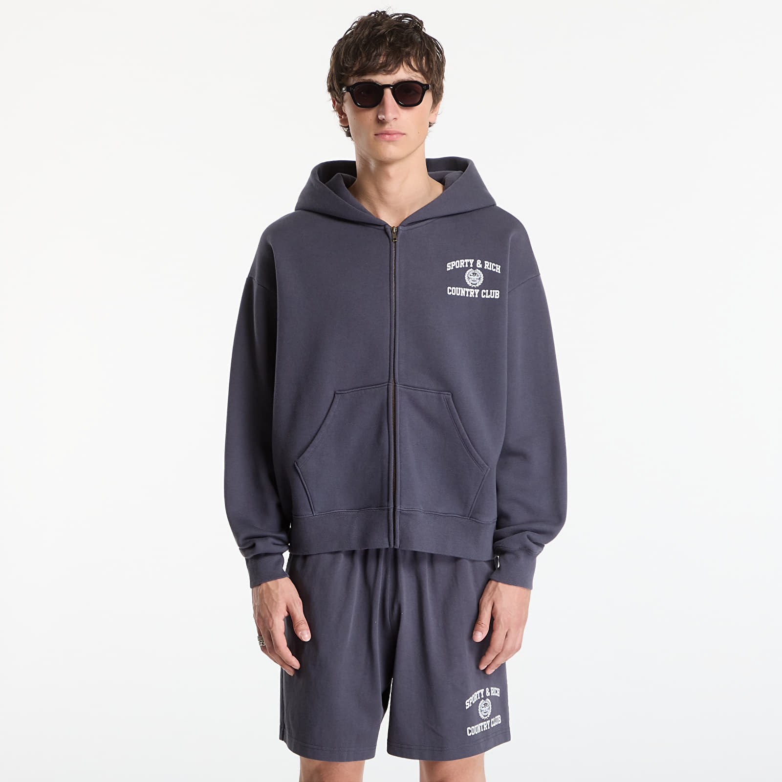 Sweatshirts Sporty & Rich Varsity Crest Zip Hoodie UNISEX Carbon