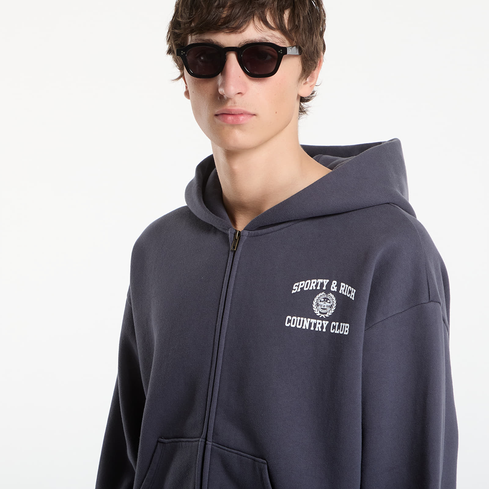 Sweatshirts Sporty & Rich Varsity Crest Zip Hoodie UNISEX Carbon