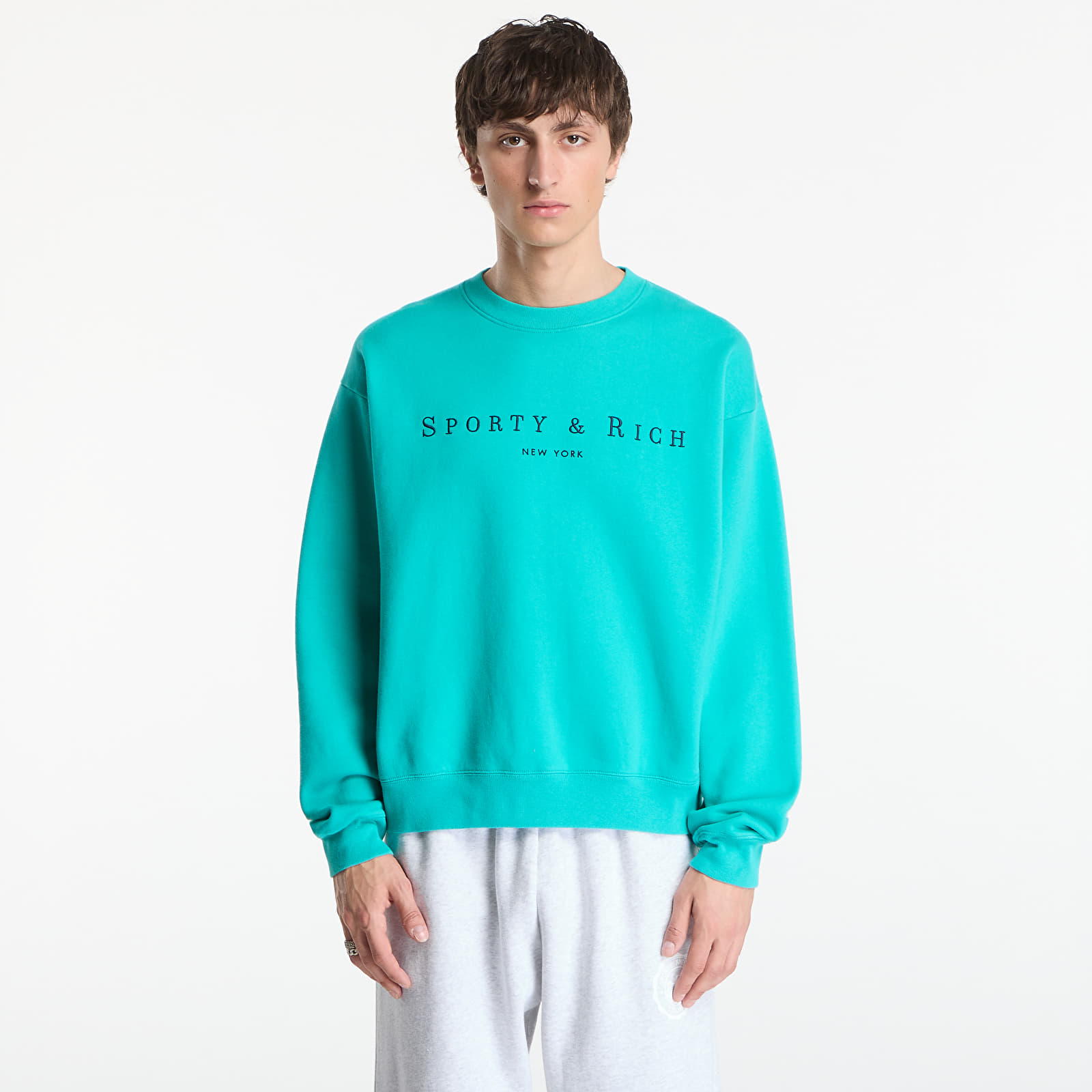 Регланы и толстовки Sporty & Rich Title Embroidered Crewneck UNISEX Amalfi Green