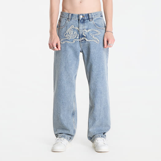 Jeans Billionaire Boys Club Icecream Applique Running Dog Double Scoop Denim Pants Light Wash Blue