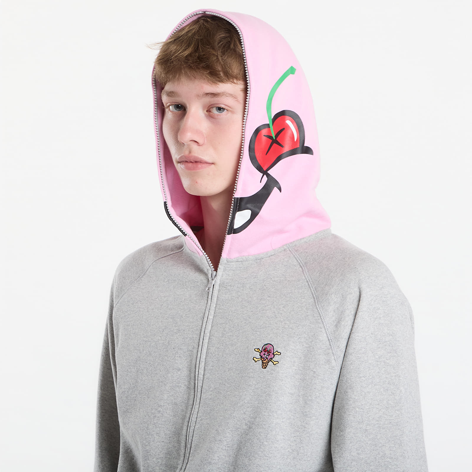 Hoodies and sweatshirts  Billionaire Boys Club Icecream Cones & Bones Zip Through Hood Heather Grey