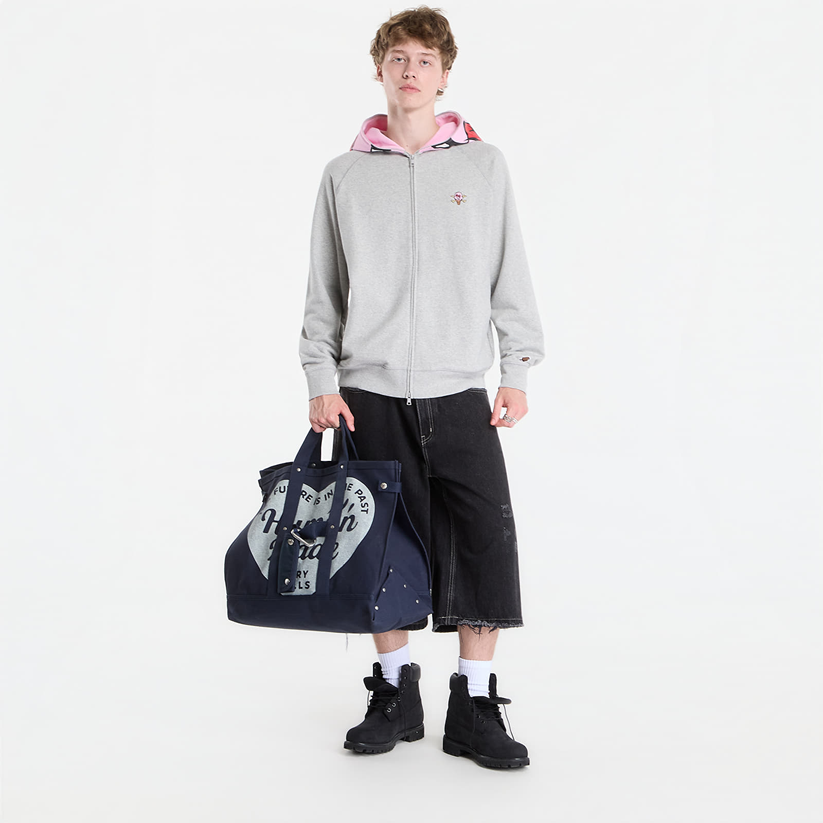Hoodies and sweatshirts  Billionaire Boys Club Icecream Cones & Bones Zip Through Hood Heather Grey