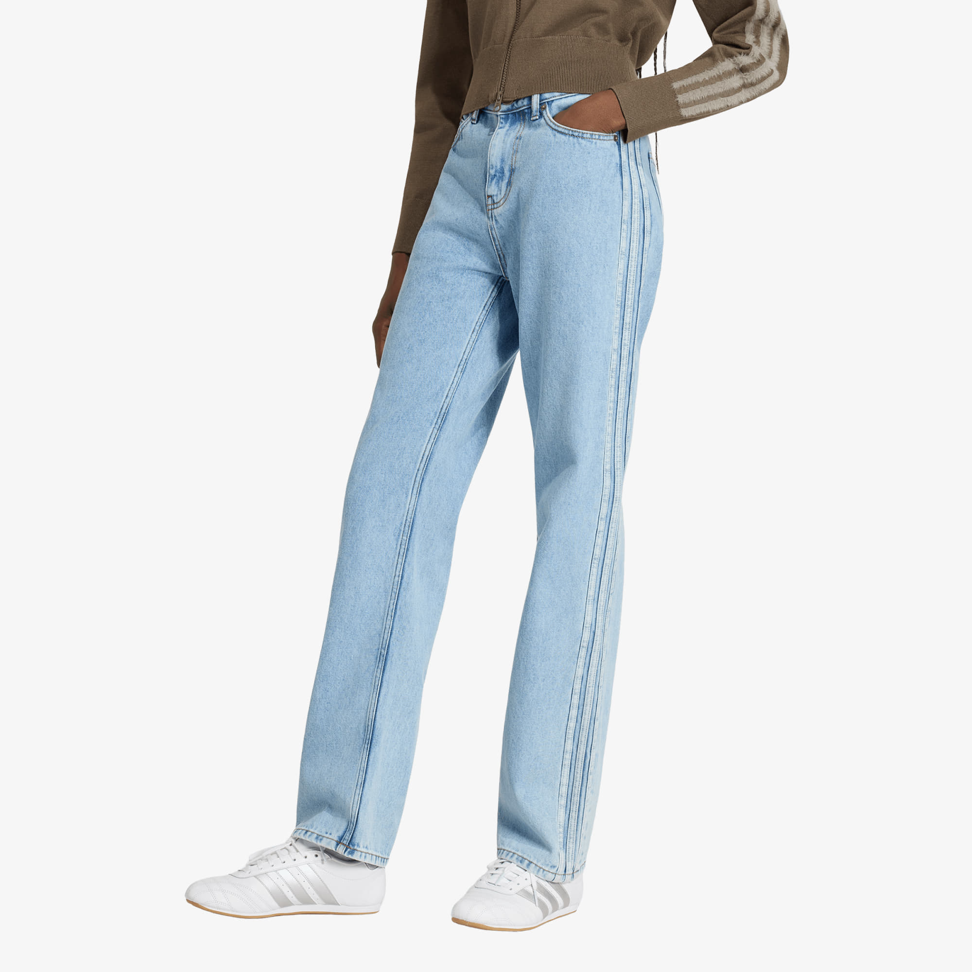 Pantaloni adidas Firebird Mid Rise Straight Denim Pant Light Denim 29/32
