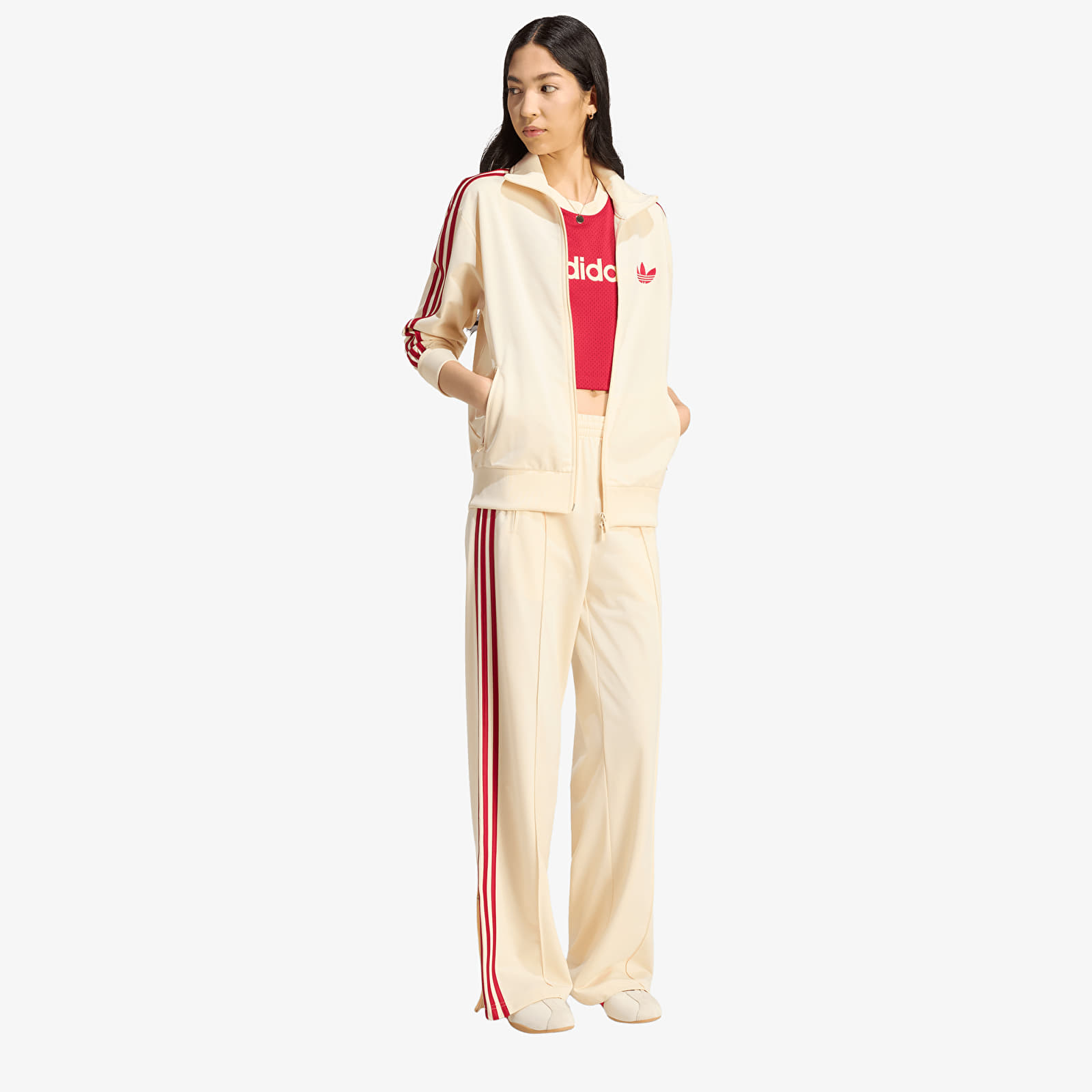 Jackets adidas Firebird Track Top Loose Warm Vanilla/ Team Victory Red