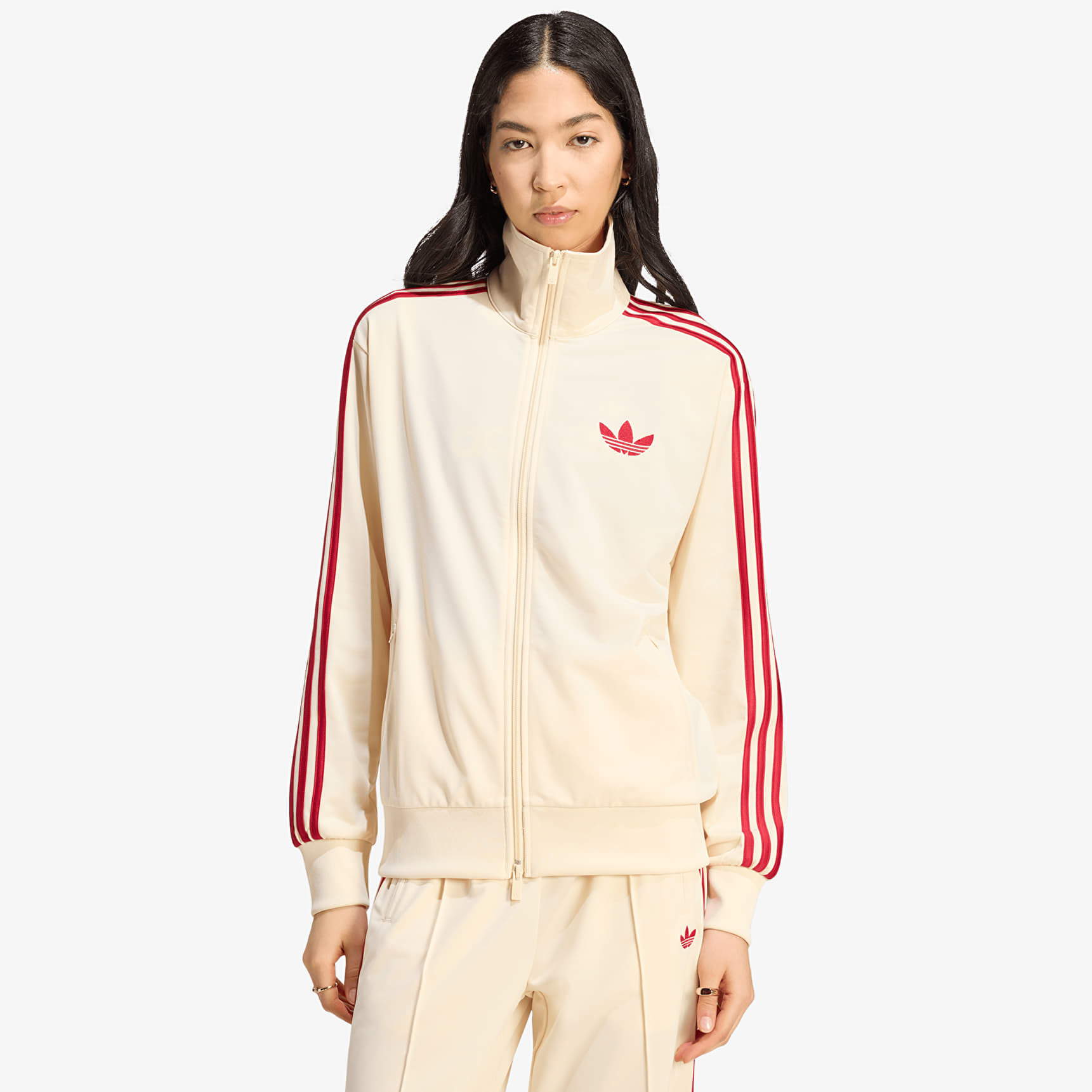 Jachetă adidas Firebird Track Top Loose Warm Vanilla/ Team Victory Red XL