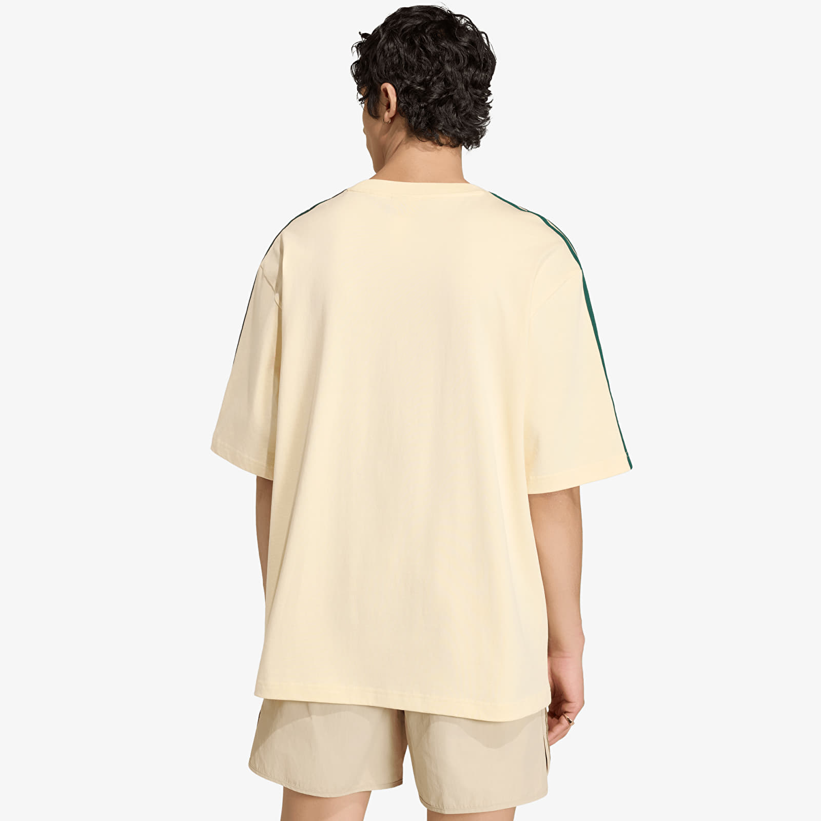 T-krekli adidas Adicolor 3-Stripes Oversized T-Shirt Warm Vanilla/ Collegiate Green