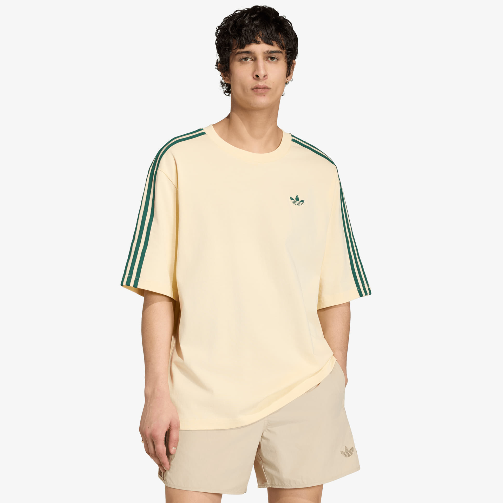 T-shirt adidas Adicolor 3-Stripes Oversized T-Shirt Warm Vanilla/ Collegiate Green M