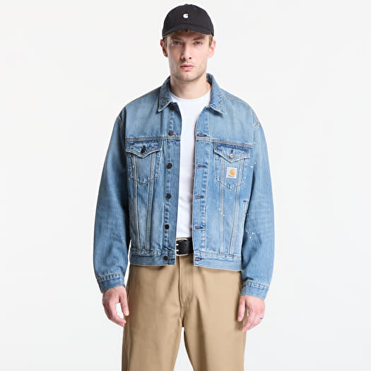 Carhartt WIP Helston Jacket UNISEX Blue Destroy Wash, Splatter
