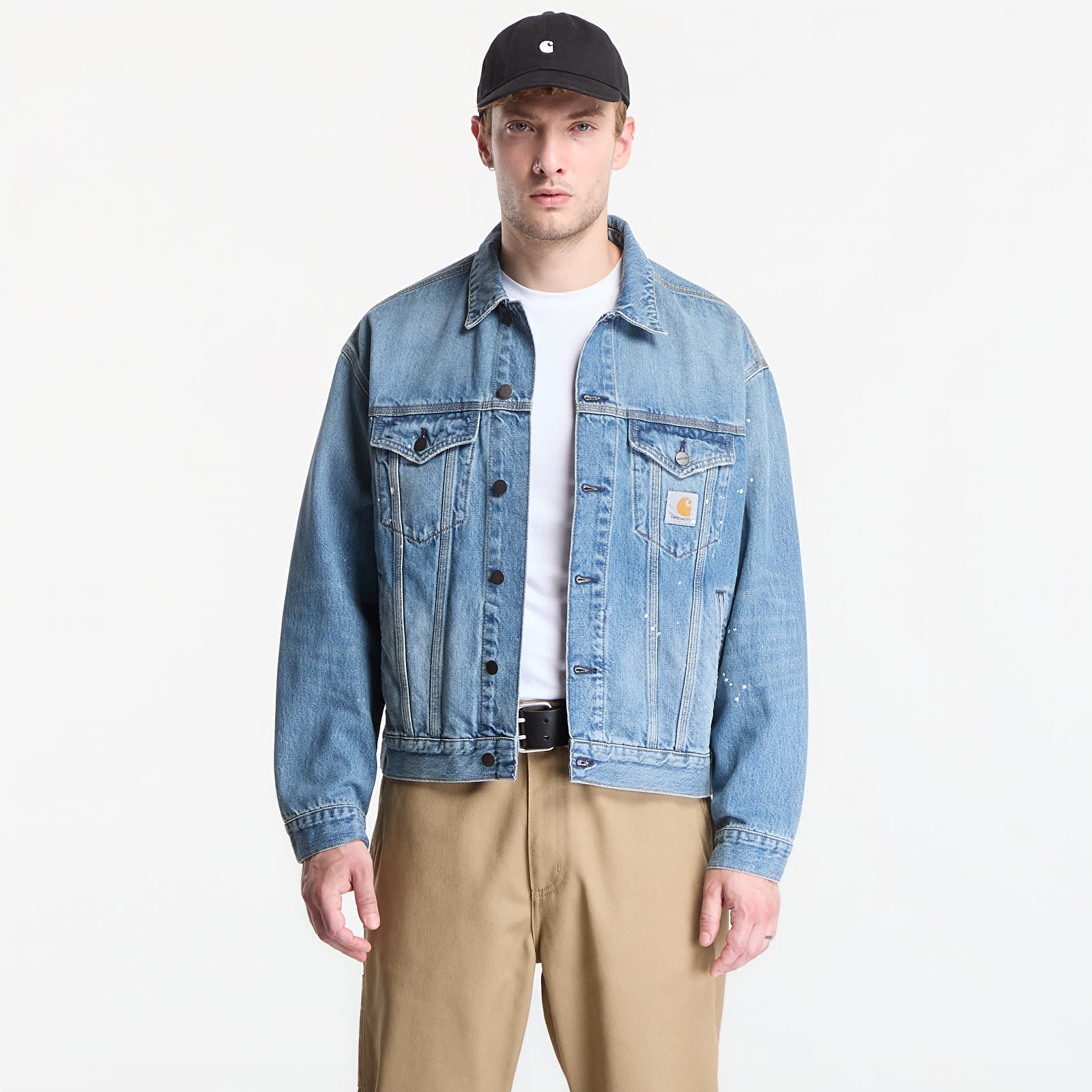 Men's jackets Carhartt WIP Helston Jacket UNISEX Blue Destroy Wash, Splatter