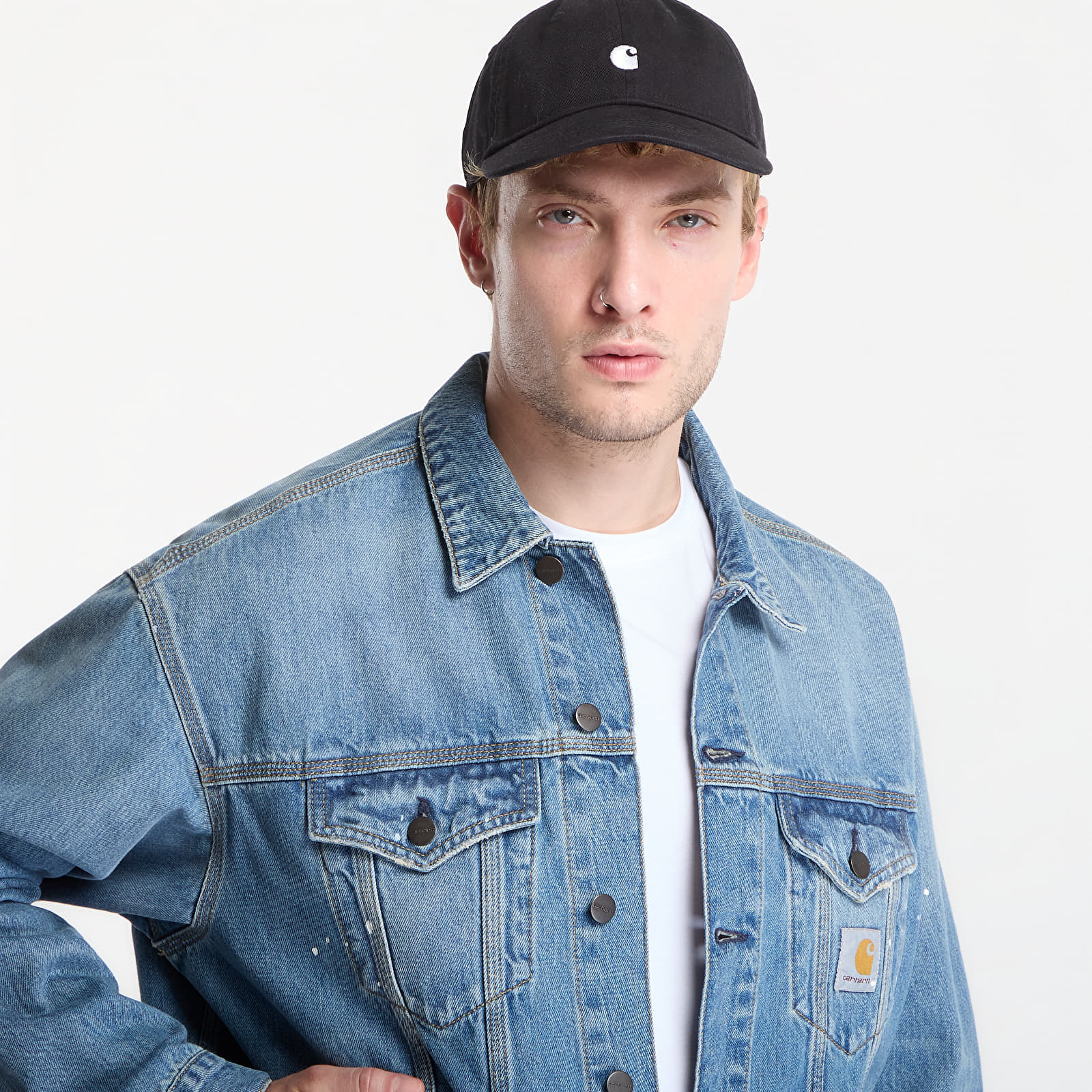 Men's jackets Carhartt WIP Helston Jacket UNISEX Blue Destroy Wash, Splatter