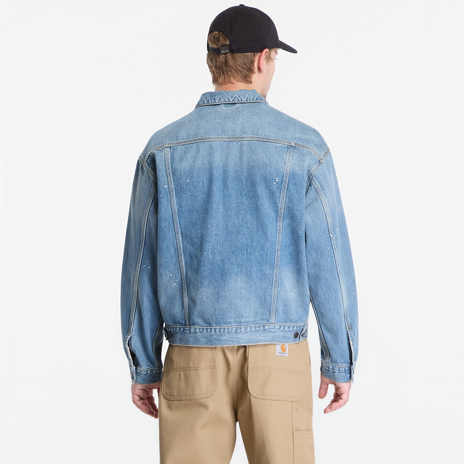 Men's jackets Carhartt WIP Helston Jacket UNISEX Blue Destroy Wash, Splatter