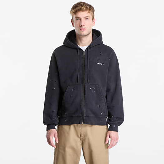 Sweatshirt Carhartt WIP Hooded Painter Jacket UNISEX Black Destroy Wash, Splatter