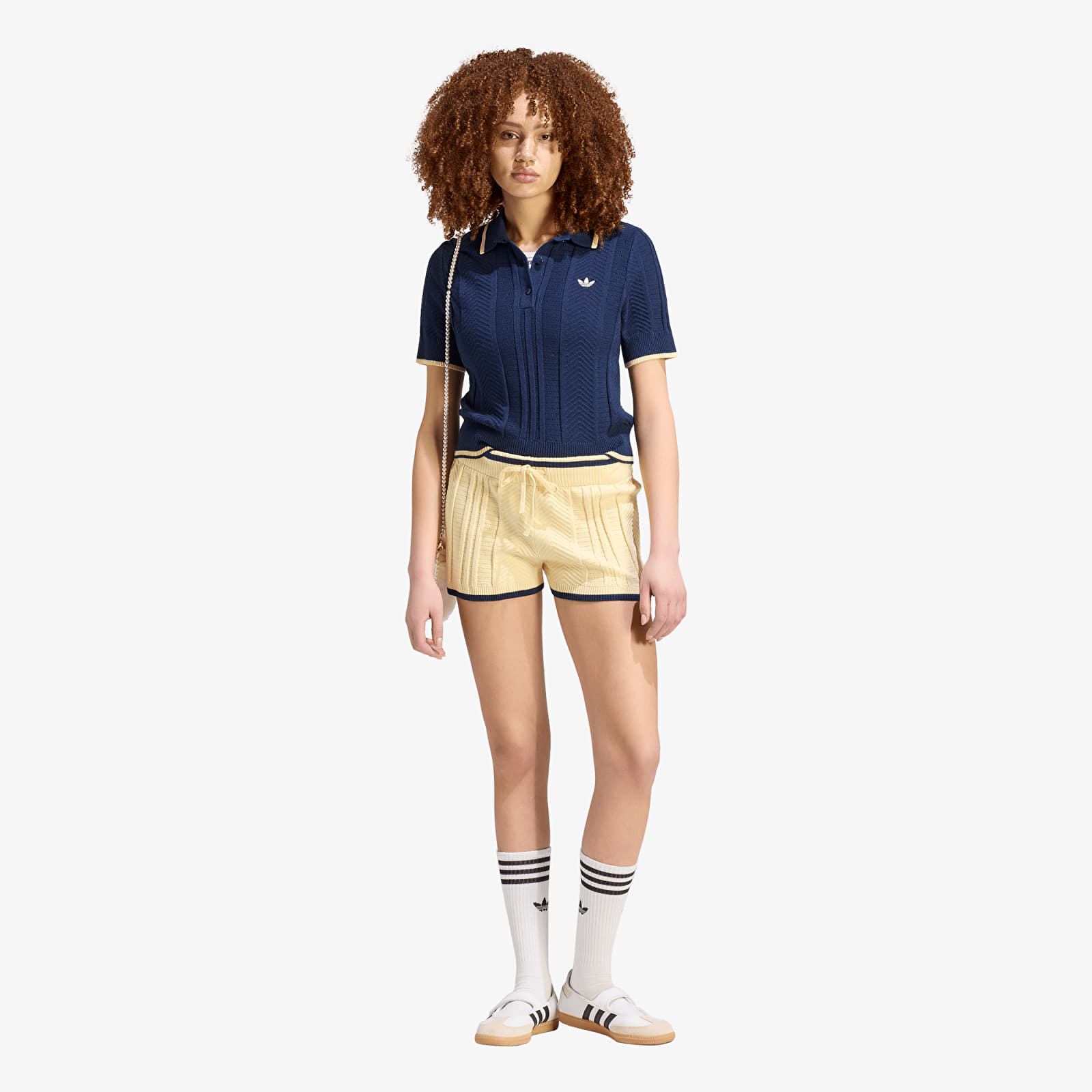Korte broeken adidas Cable Knit Shorts Warm Vanilla