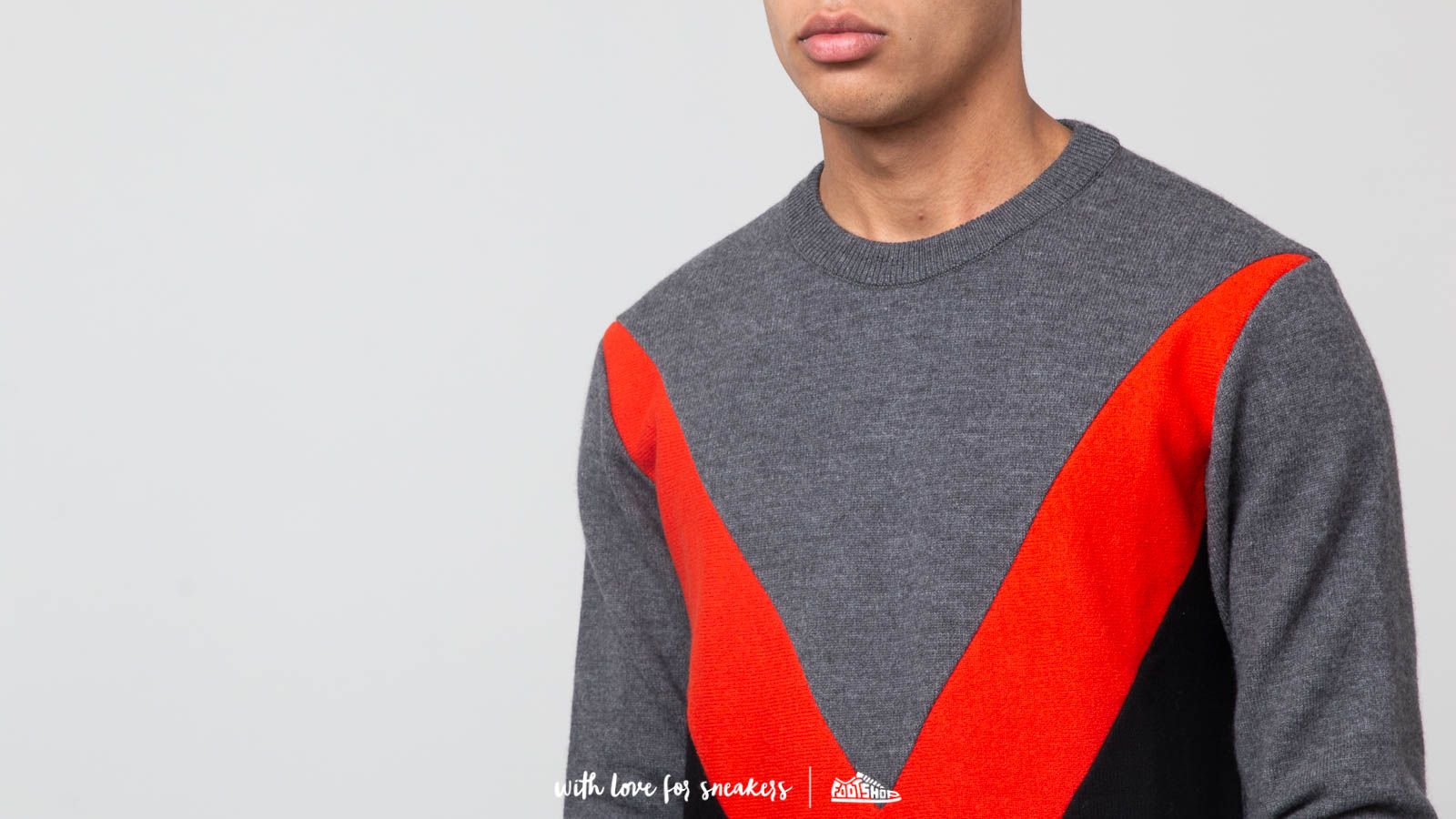 Maglioni Alexandre Mattiussi Tricolor Crewneck Sweater Grey/ Red