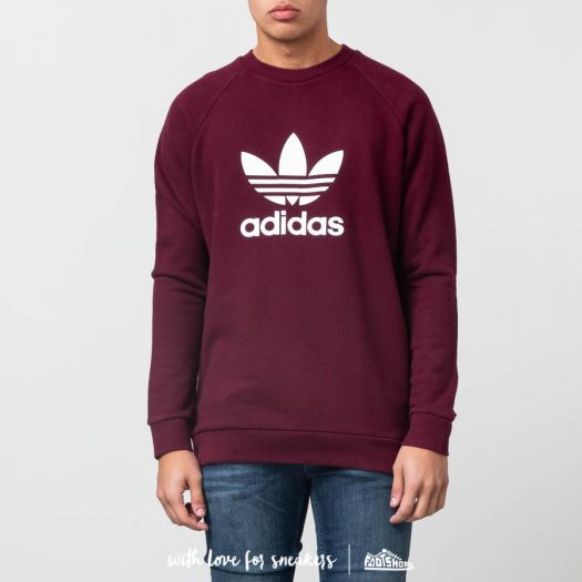 Adidas originals trefoil crew neck sweatshirt in maroon hotsell