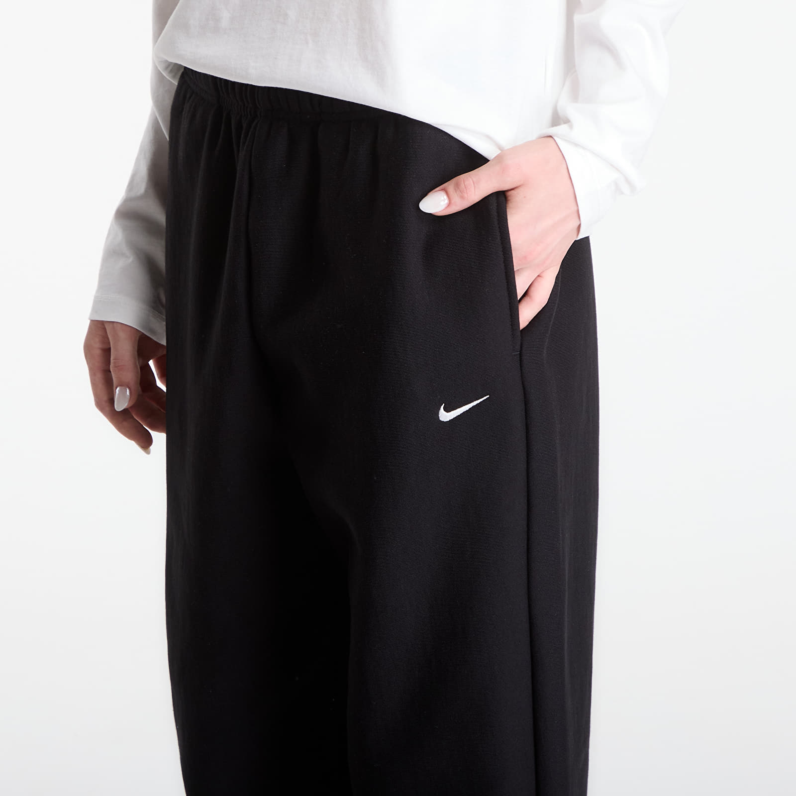 Women's sweatpants Nike Studio Fleece Heavyweight Women's Oversized High-Rise Joggers Total Black/ Sail