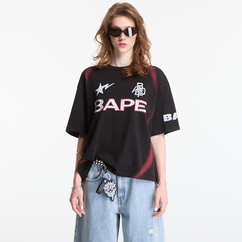 T-shirt A Bathing Ape Heavy Wash Hand Draw Football Multi Logo Relaxed Fit Tee UNISEX Black