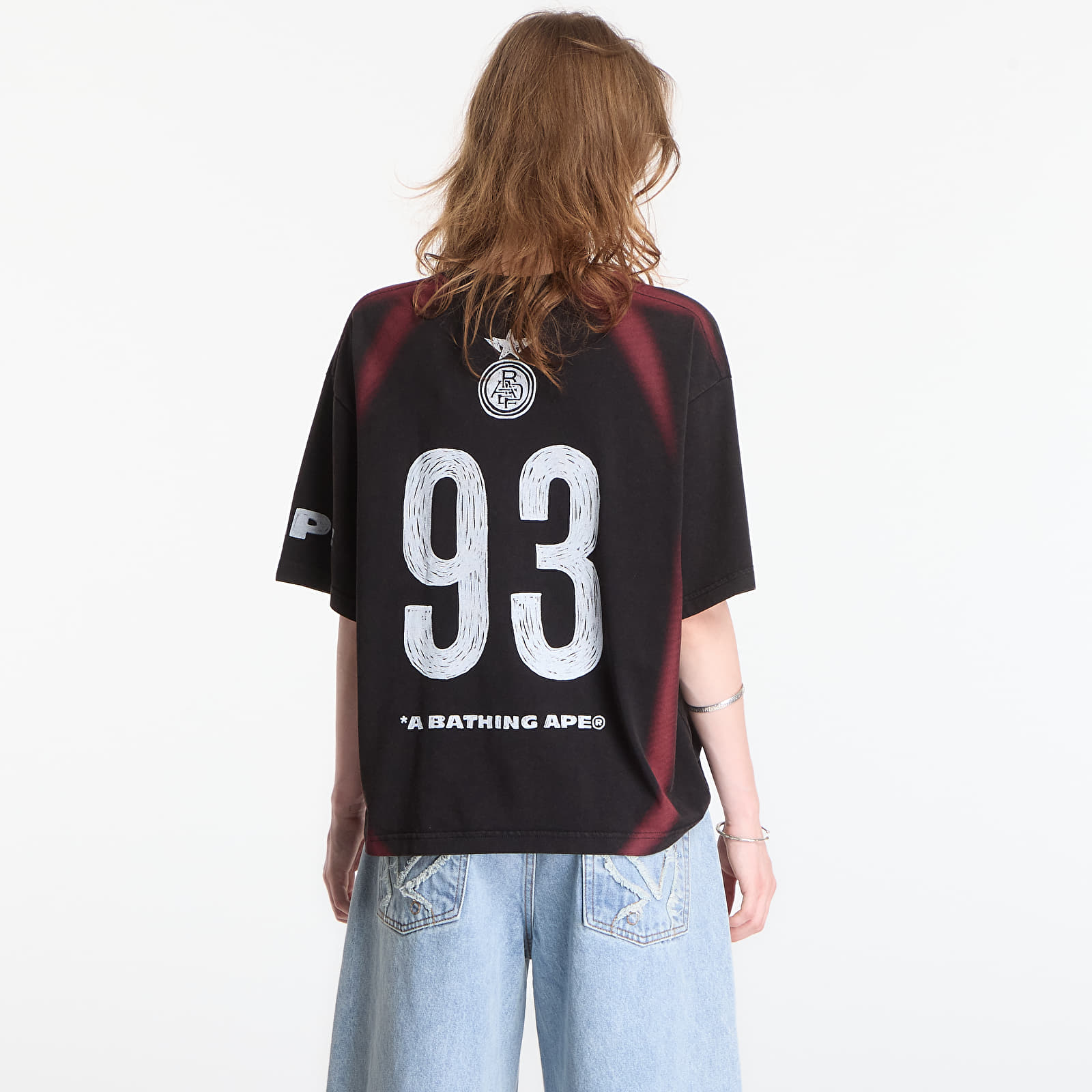 T-shirts A Bathing Ape Heavy Wash Hand Draw Football Multi Logo Relaxed Fit Tee UNISEX Black