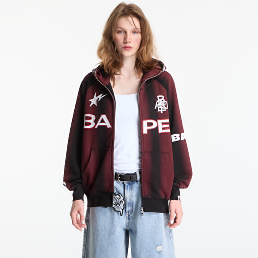 Sweatshirt A Bathing Ape Hand Draw Football Shark Relaxed Fit Full Zip Hoodie UNISEX Black