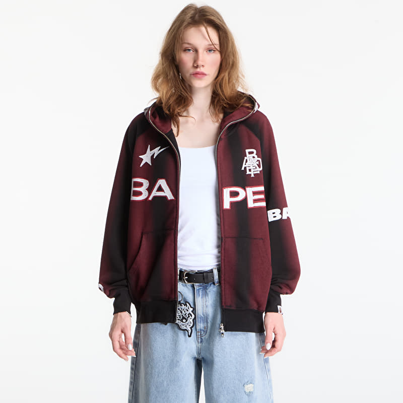 Mikina A Bathing Ape Hand Draw Football Shark Relaxed Fit Full Zip Hoodie UNISEX Black