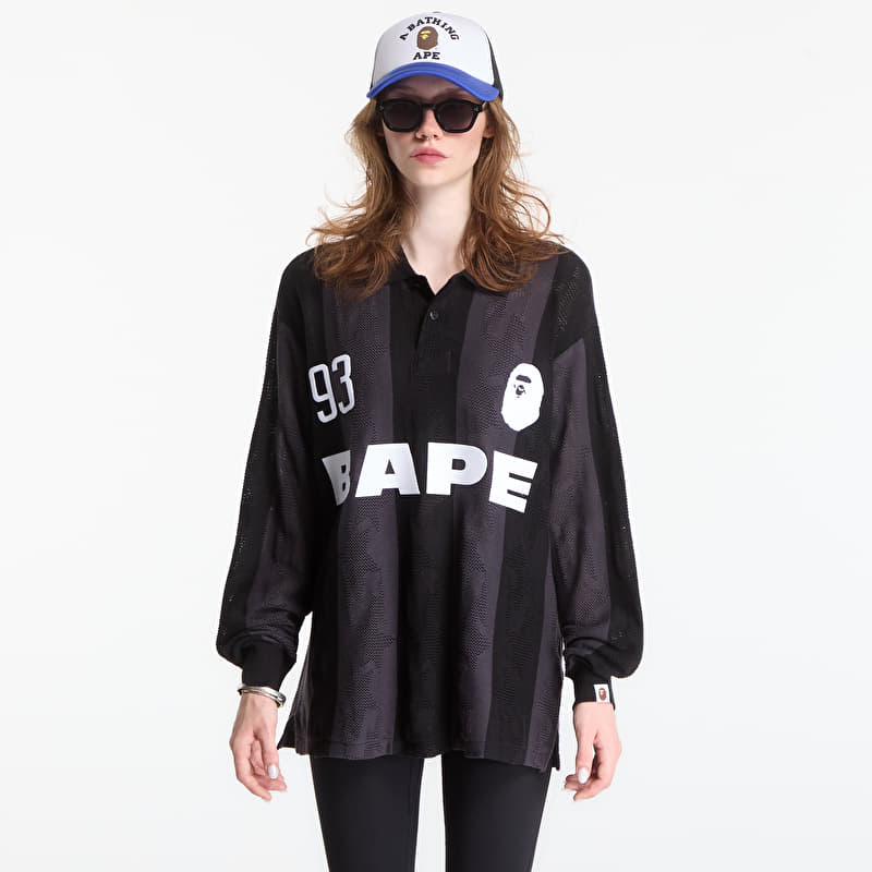 T-shirt A Bathing Ape Sta Stripe Pattern Jacquard Multi Logo Relaxed Fit Ls Tee UNISEX Black