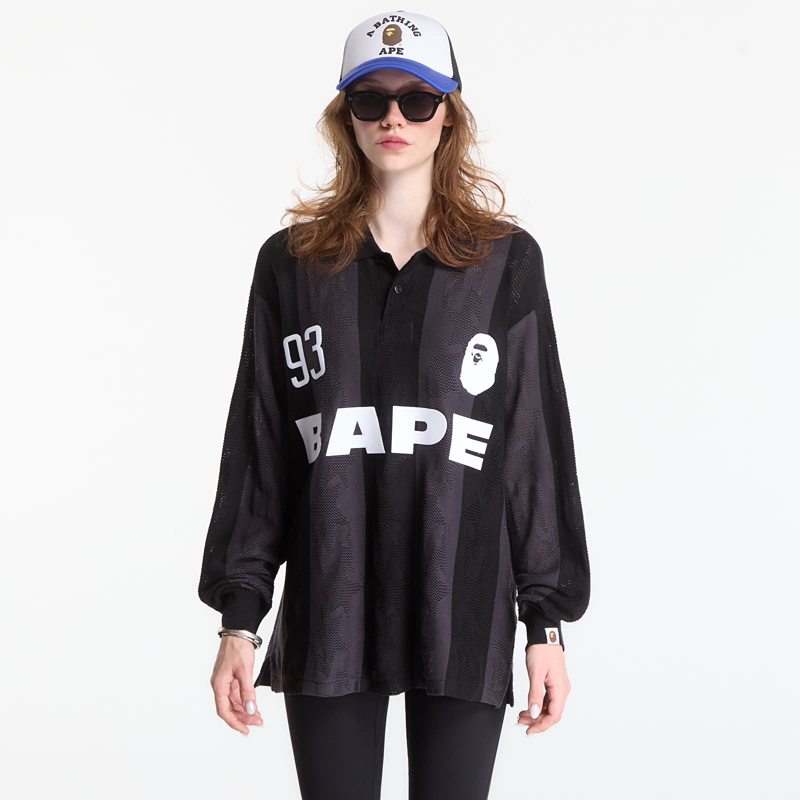 T-shirts A Bathing Ape Sta Stripe Pattern Jacquard Multi Logo Relaxed Fit Ls Tee UNISEX Black