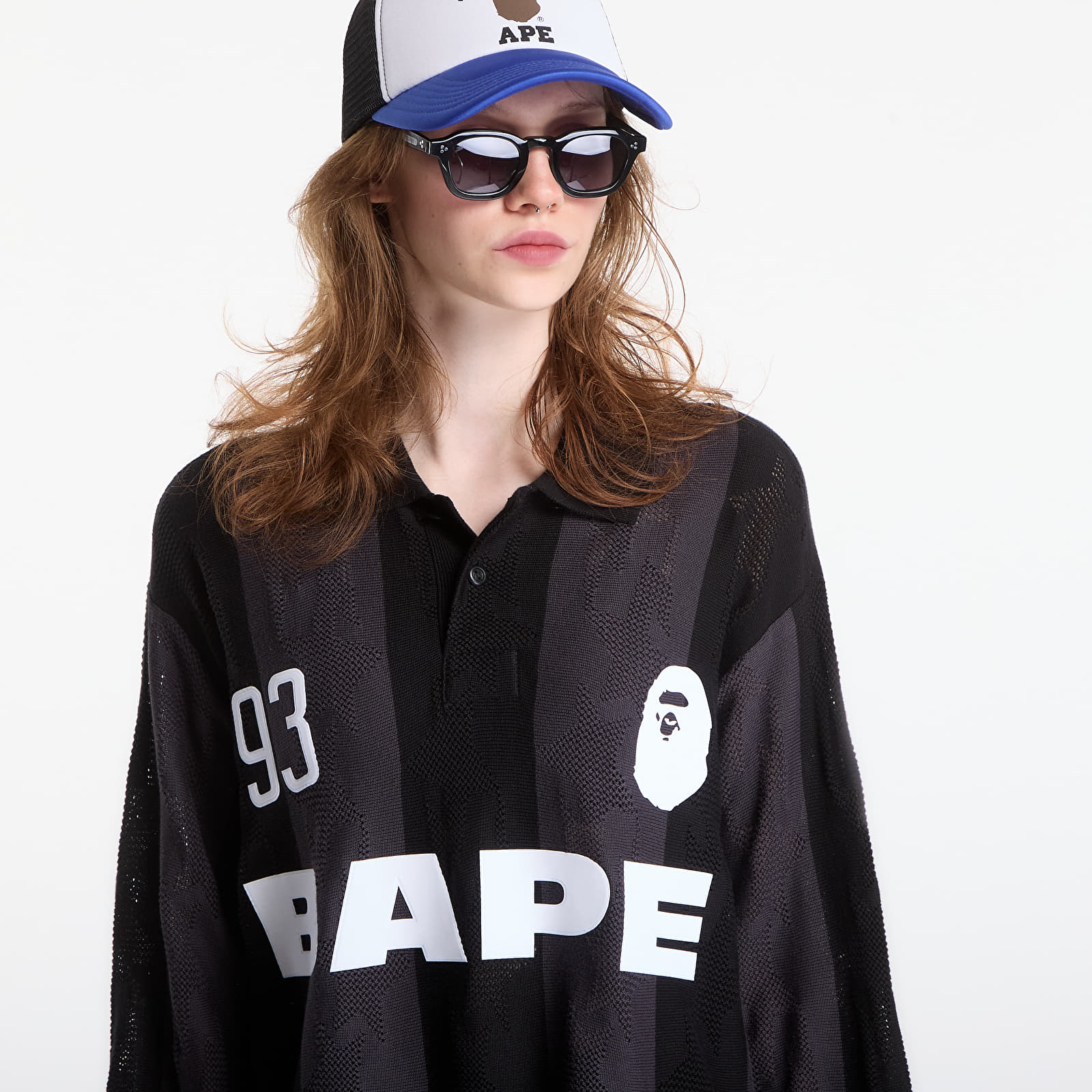 T-shirts A Bathing Ape Sta Stripe Pattern Jacquard Multi Logo Relaxed Fit Ls Tee UNISEX Black