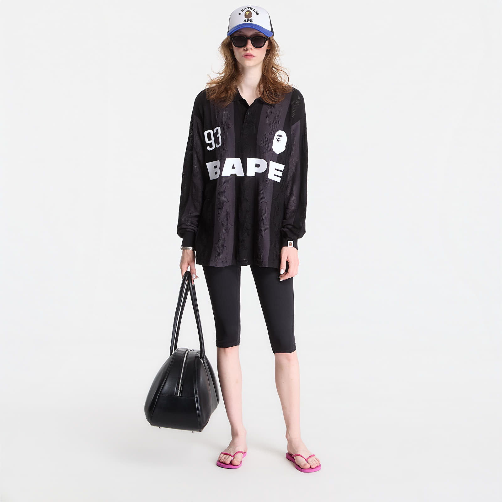 T-shirts A Bathing Ape Sta Stripe Pattern Jacquard Multi Logo Relaxed Fit Ls Tee UNISEX Black