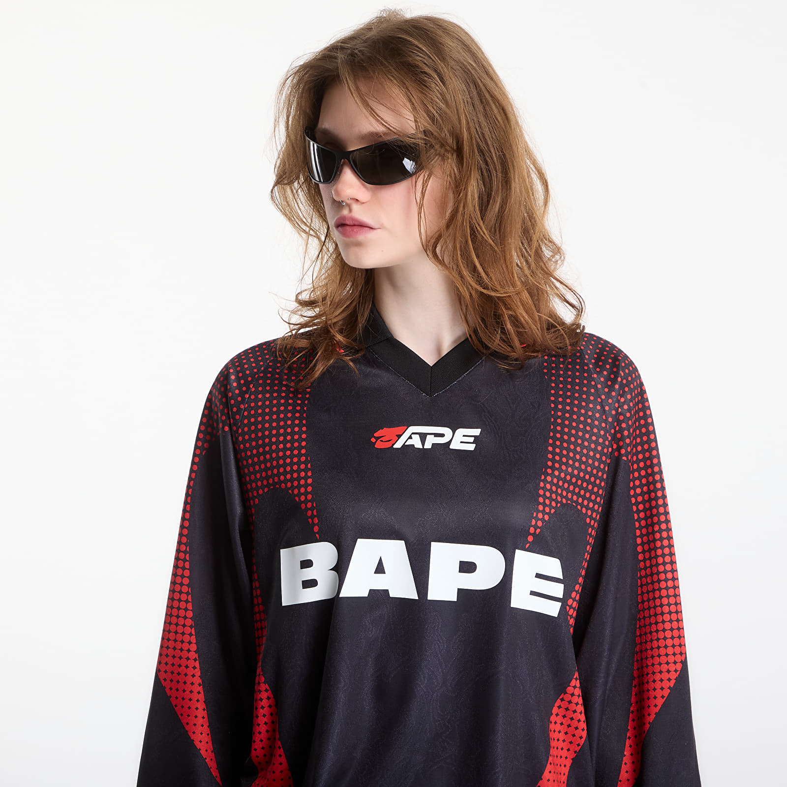 Truien A Bathing Ape Ape Flame Monogram Jacquard Logo Relaxed Fit Football Jersey UNISEX Black