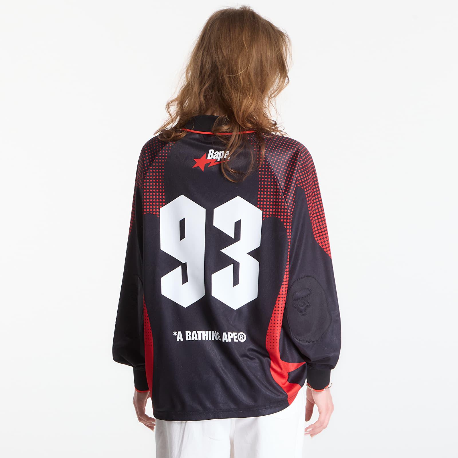 Truien A Bathing Ape Ape Flame Monogram Jacquard Logo Relaxed Fit Football Jersey UNISEX Black