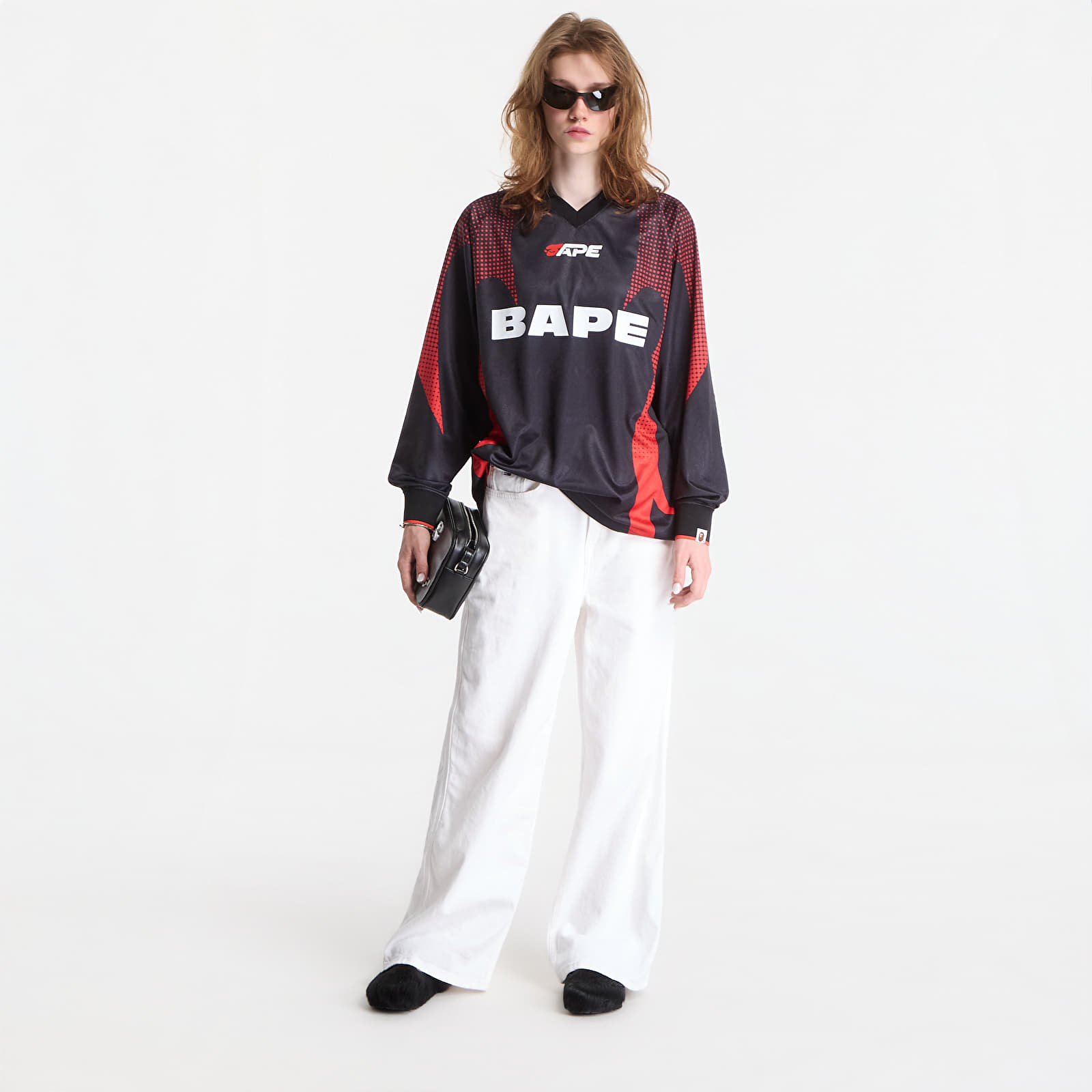 Truien A Bathing Ape Ape Flame Monogram Jacquard Logo Relaxed Fit Football Jersey UNISEX Black