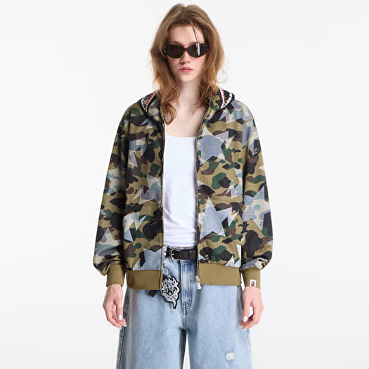 Sweatshirt A Bathing Ape Sta Over Print 1st Camo Mesh Shark Cropped Fit Full Zip Hoodie UNISEX Green
