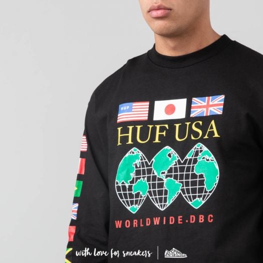 T-shirts HUF Global Domination Longsleeve Tee Black Footshop